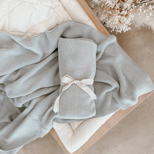 Heirloom Classic Knit Blanket | Sea Mist