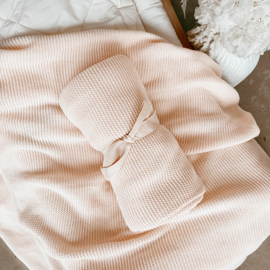 Heirloom Classic Knit Blanket | Peony
